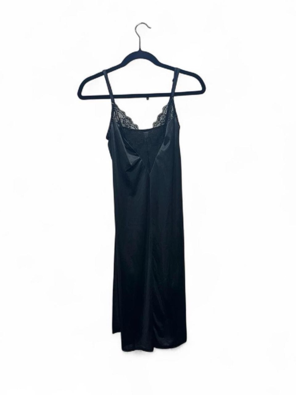 American Vintage Black Satin Slip with Lace Trim